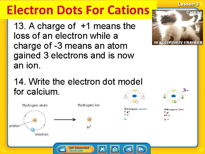 Electron Dots For Cations 13. A charge of +1 means the loss of an