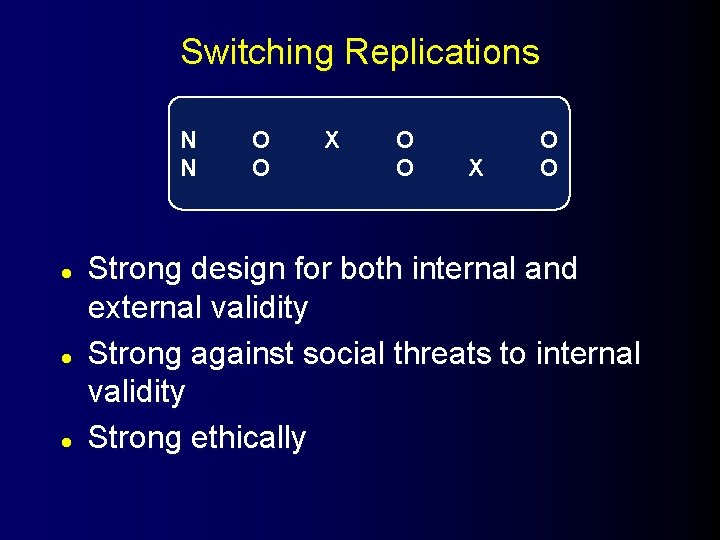Switching Replications N N l l l O O X O O Strong design