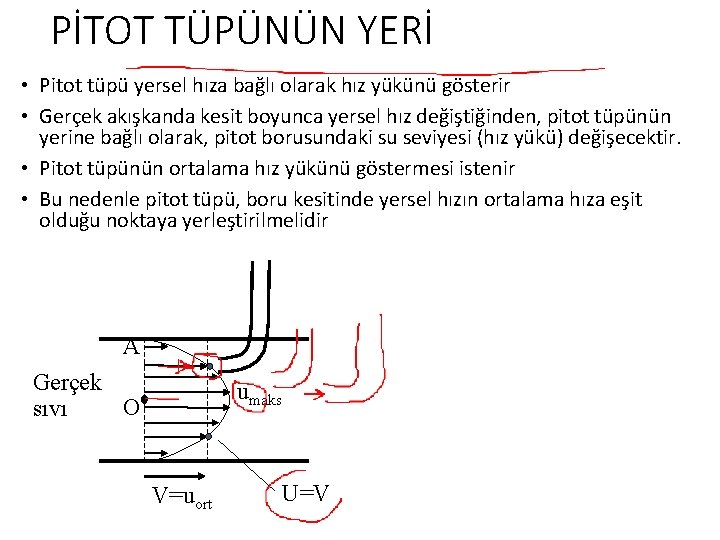 PİTOT TÜPÜNÜN YERİ • Pitot tüpü yersel hıza bağlı olarak hız yükünü gösterir •