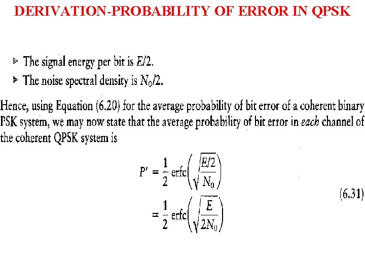 DERIVATION-PROBABILITY OF ERROR IN QPSK 