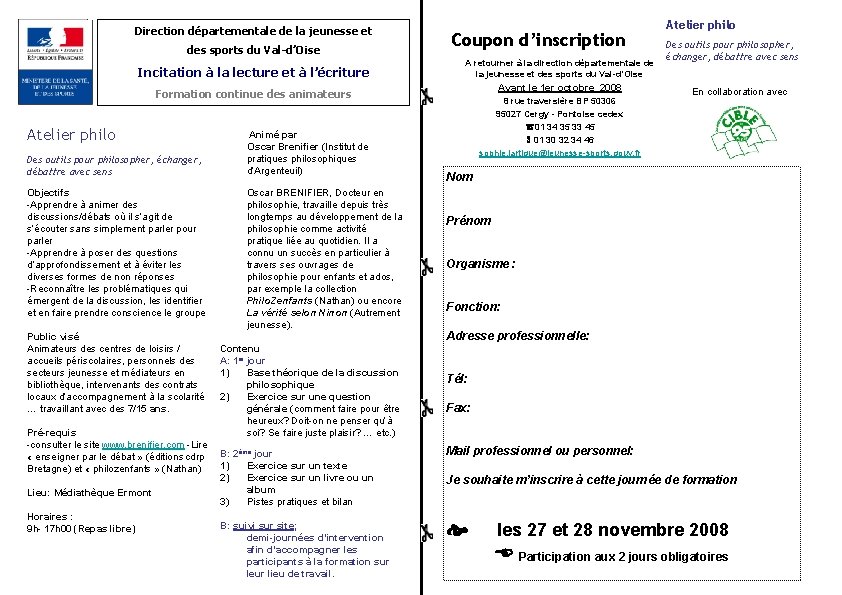 Direction départementale de la jeunesse et des sports du Val-d’Oise Incitation à la lecture