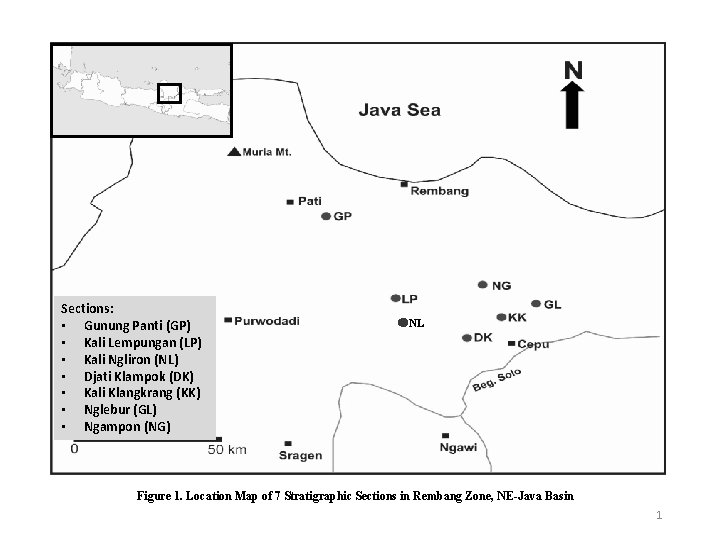 Sections: • Gunung Panti (GP) • Kali Lempungan (LP) • Kali Ngliron (NL) •