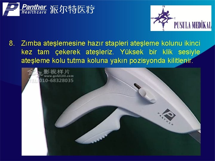 8. Zımba ateşlemesine hazır stapleri ateşleme kolunu ikinci kez tam çekerek ateşleriz. Yüksek bir