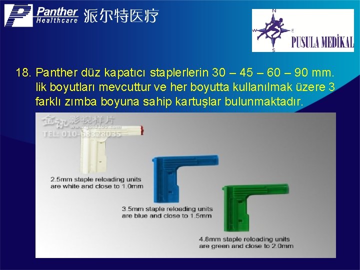 18. Panther düz kapatıcı staplerlerin 30 – 45 – 60 – 90 mm. lik