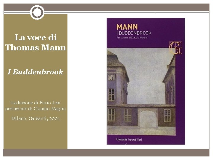 La voce di Thomas Mann I Buddenbrook traduzione di Furio Jesi prefazione di Claudio