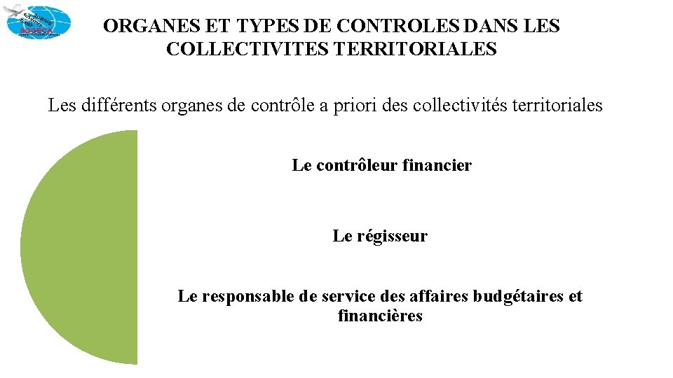 ORGANES ET TYPES DE CONTROLES DANS LES COLLECTIVITES TERRITORIALES Les différents organes de contrôle