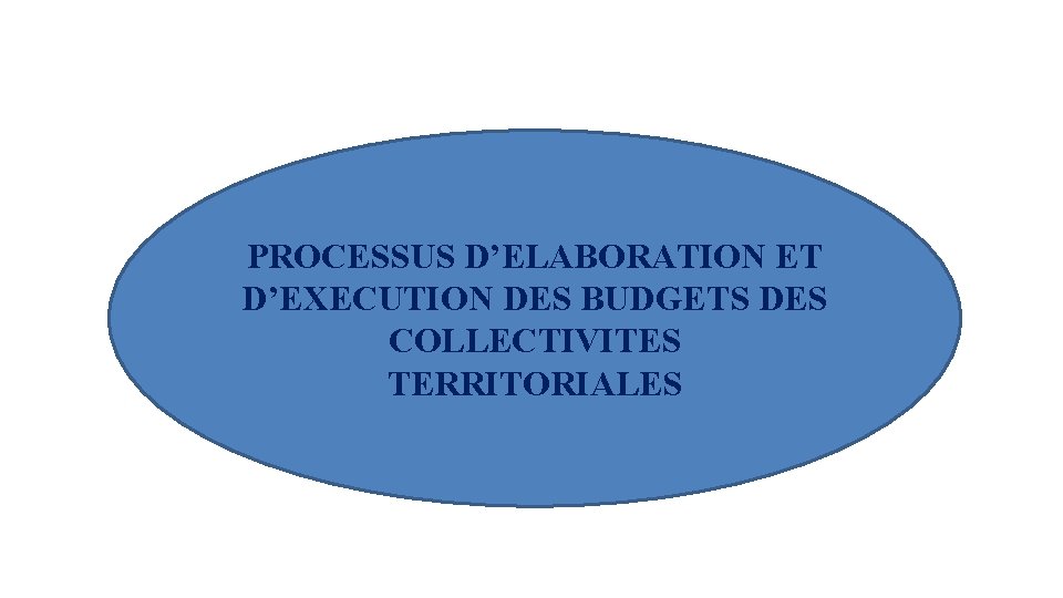 PROCESSUS D’ELABORATION ET D’EXECUTION DES BUDGETS DES COLLECTIVITES TERRITORIALES 