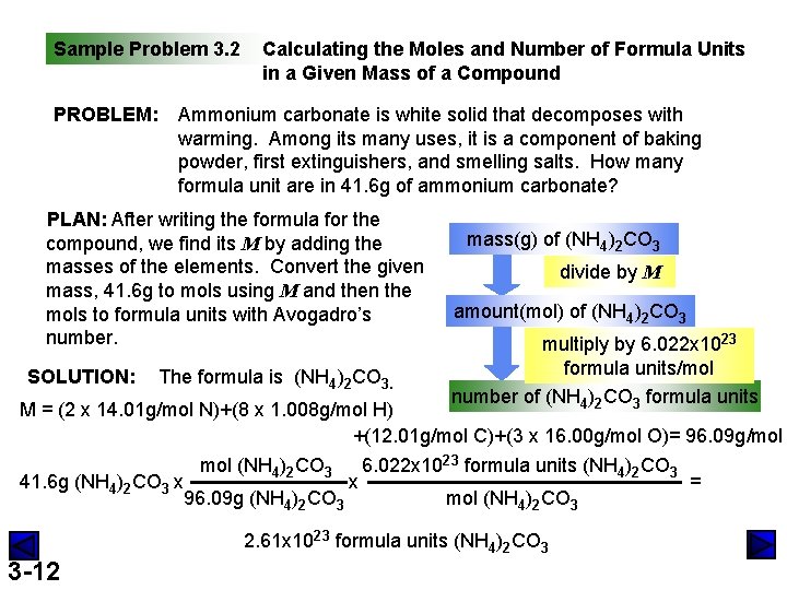 Sample Problem 3. 2 PROBLEM: Calculating the Moles and Number of Formula Units in