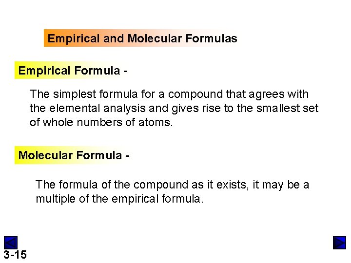 Empirical and Molecular Formulas Empirical Formula The simplest formula for a compound that agrees