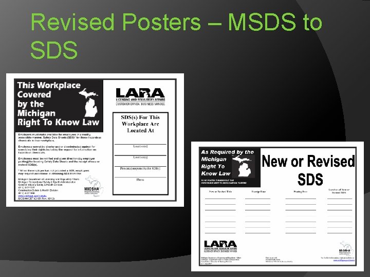 Revised Posters – MSDS to SDS 