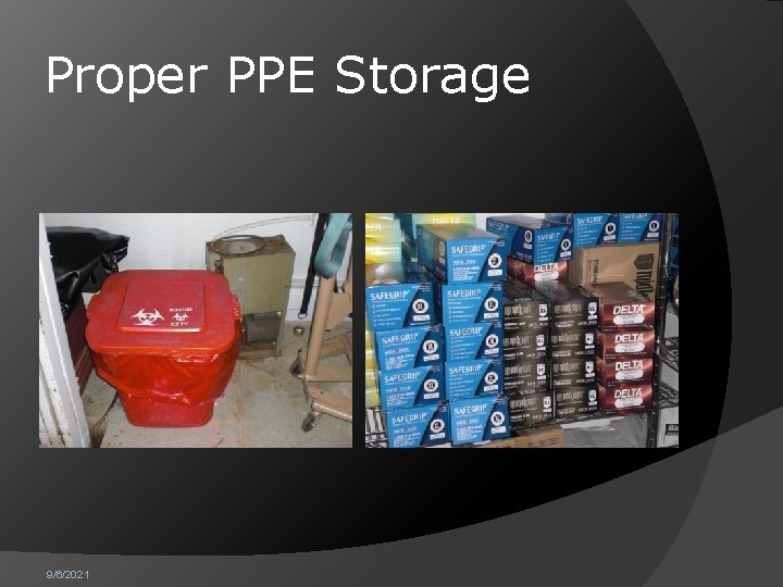 Proper PPE Storage 9/6/2021 