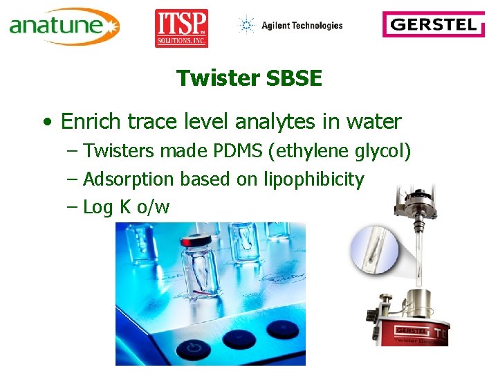 Twister SBSE • Enrich trace level analytes in water – Twisters made PDMS (ethylene