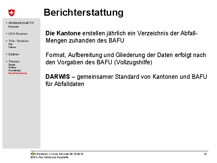 Berichterstattung > Abfallwirtschaft CH Übersicht > USG-Revision > TVA - Revision Ziel Fakten >