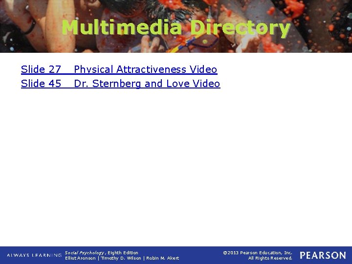 Multimedia Directory Slide 27 Slide 45 Physical Attractiveness Video Dr. Sternberg and Love Video