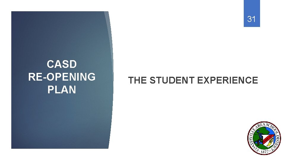 31 CASD RE-OPENING PLAN THE STUDENT EXPERIENCE 