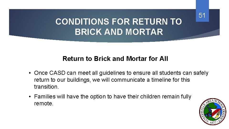 CONDITIONS FOR RETURN TO BRICK AND MORTAR 51 Return to Brick and Mortar for