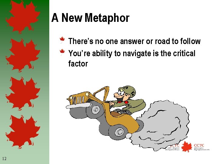 A New Metaphor There’s no one answer or road to follow You’re ability to