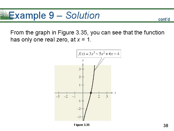 Example 9 – Solution cont’d From the graph in Figure 3. 35, you can