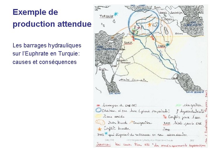 Exemple de production attendue Les barrages hydrauliques sur l’Euphrate en Turquie: causes et conséquences