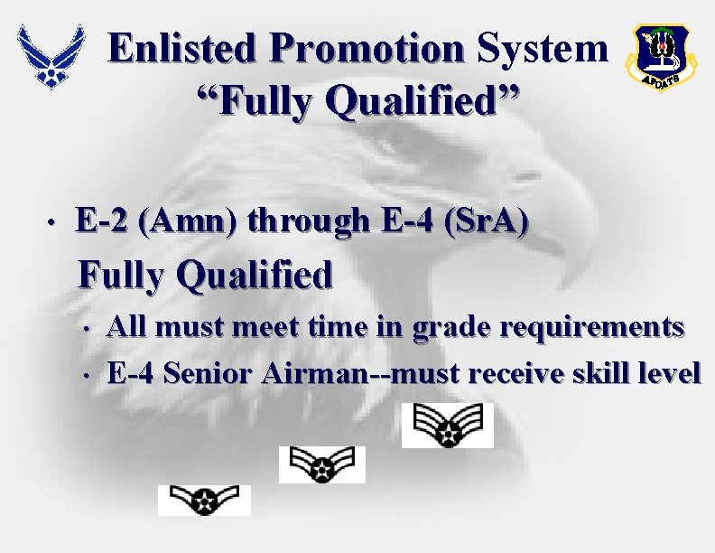 Enlisted Promotion System “Fully Qualified” • E-2 (Amn) through E-4 (Sr. A) Fully Qualified Enlisted Promotion System “Fully Qualified” • E-2 (Amn) through E-4 (Sr. A) Fully Qualified