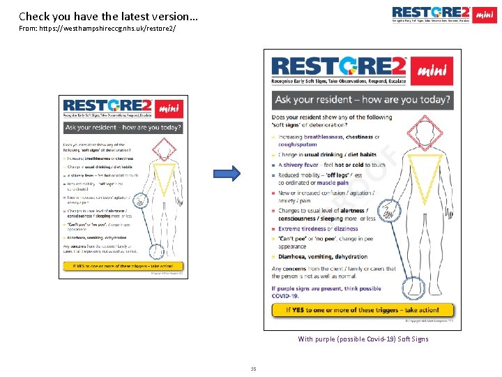 Check you have the latest version… From: https: //westhampshireccg. nhs. uk/restore 2/ With purple