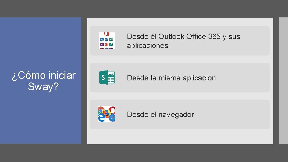 Desde él Outlook Office 365 y sus aplicaciones. ¿Cómo iniciar Sway? Desde la misma