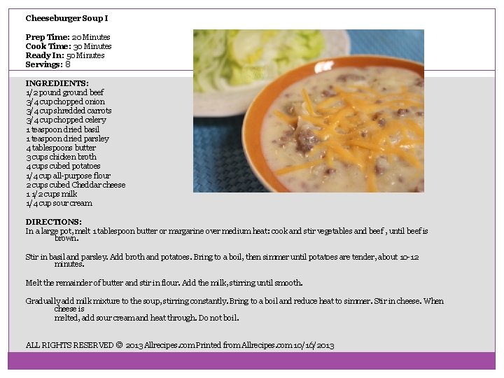 Cheeseburger Soup I Prep Time: 20 Minutes Cook Time: 30 Minutes Ready In: 50
