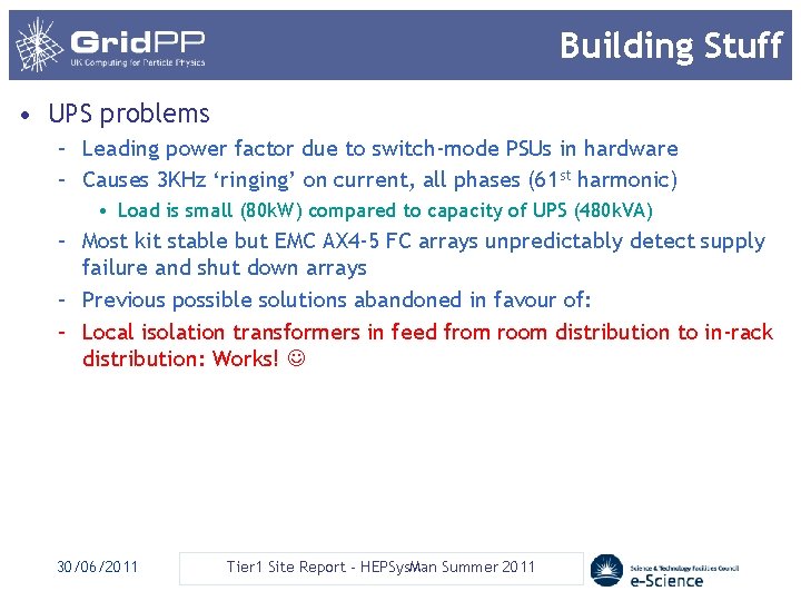 Building Stuff • UPS problems – Leading power factor due to switch-mode PSUs in