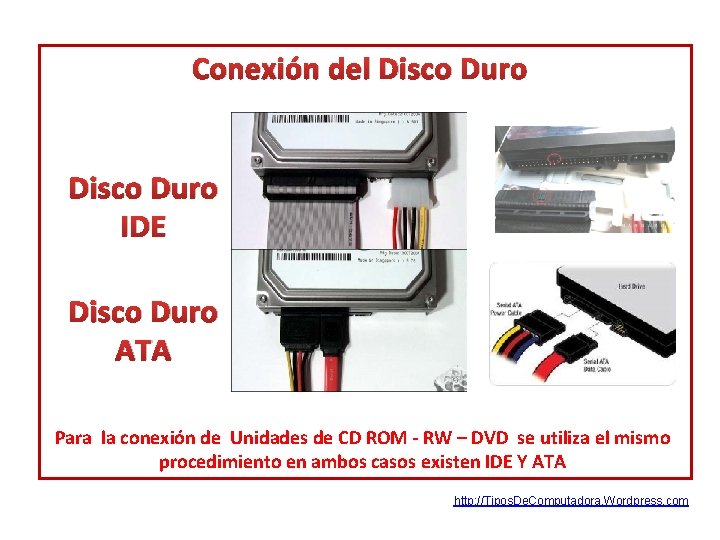 Conexión del Disco Duro IDE Disco Duro ATA Para la conexión de Unidades de