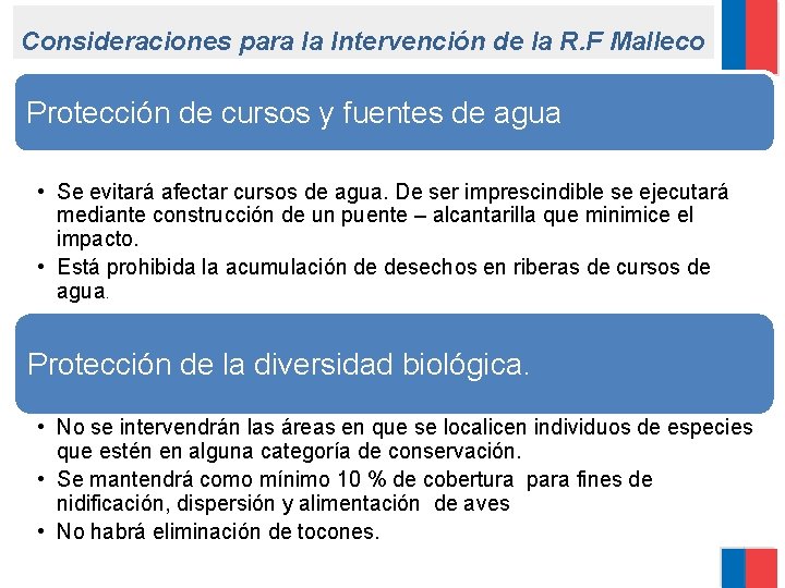 a Consideraciones para la Intervención de la R. F Malleco Protección de cursos y