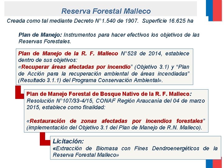 Reserva Forestal Malleco Creada como tal mediante Decreto N° 1. 540 de 1907. Superficie