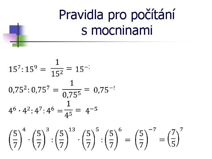 Pravidla pro počítání s mocninami 