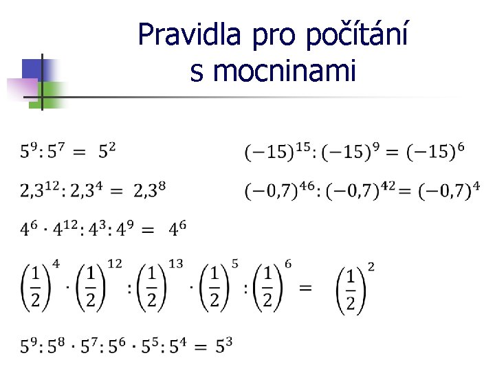 Pravidla pro počítání s mocninami 