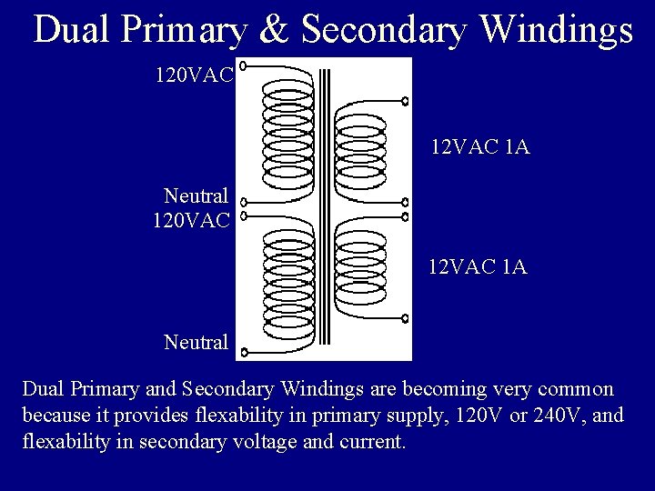 Dual Primary & Secondary Windings 120 VAC 12 VAC 1 A Neutral Dual Primary