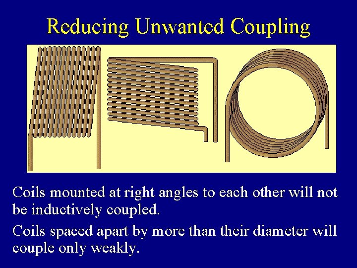 Reducing Unwanted Coupling Coils mounted at right angles to each other will not be