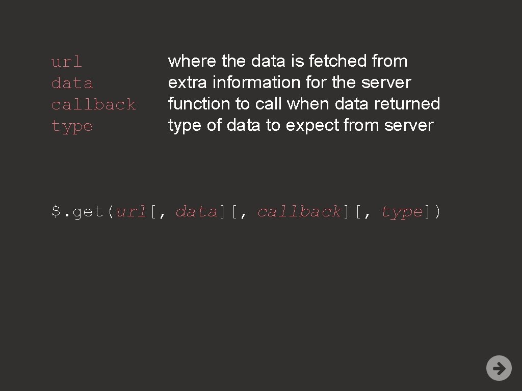url data callback type where the data is fetched from extra information for the