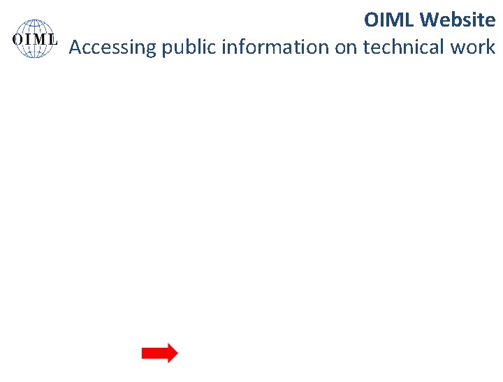 OIML Website Accessing public information on technical work 