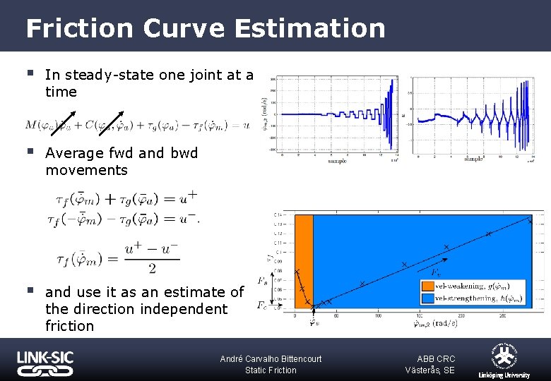 Friction Curve Estimation § In steady-state one joint at a time § Average fwd