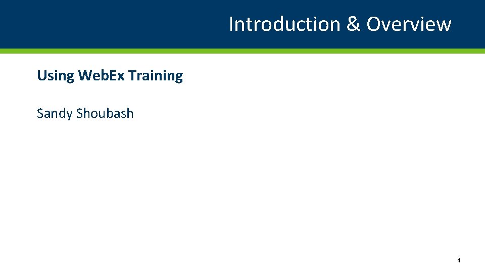 Introduction & Overview Using Web. Ex Training Sandy Shoubash 4 
