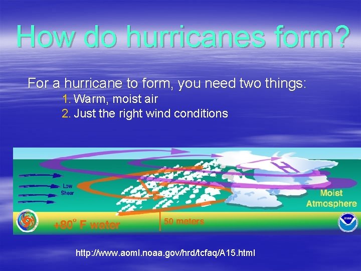 How do hurricanes form? For a hurricane to form, you need two things: 1.