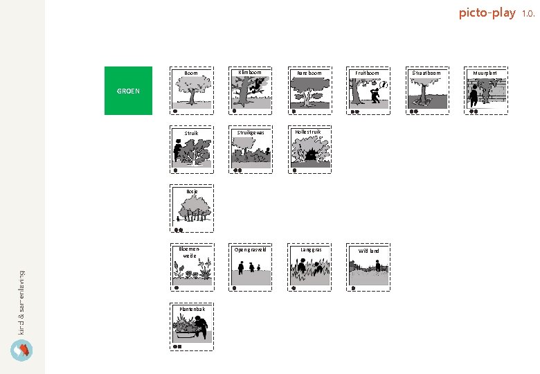 picto-play Boom Klimboom Rare boom Struikgewas Holle struik Fruitboom GROEN Bosje Bloemenweide Plantenbak Open