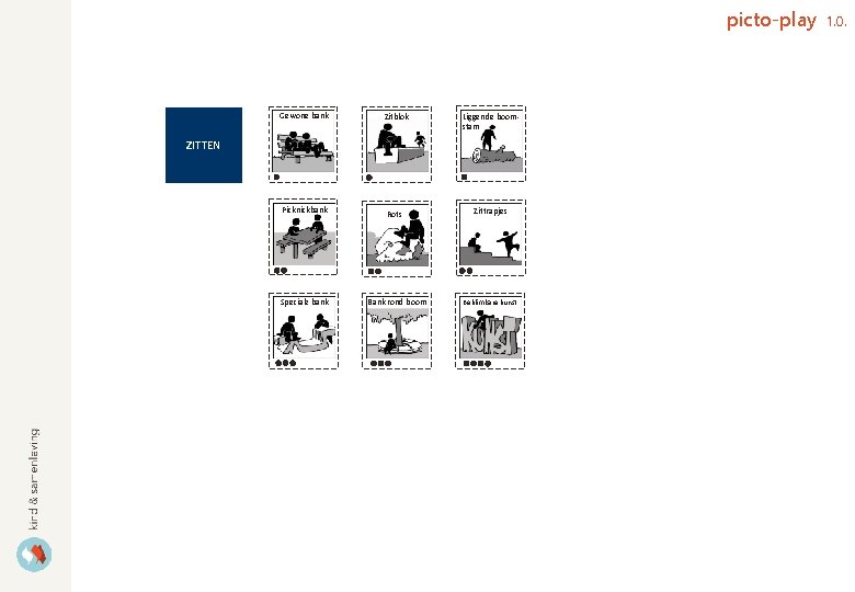 picto-play Gewone bank Zitblok Liggende boomstam Picknickbank Rots Zittrapjes Speciale bank Bank rond boom