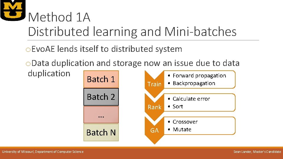Method 1 A Distributed learning and Mini-batches o. Evo. AE lends itself to distributed