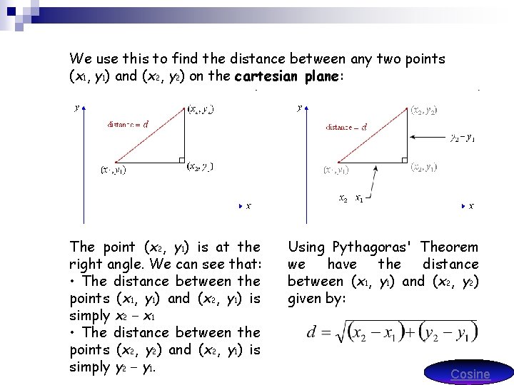 We use this to find the distance between any two points (x 1, y