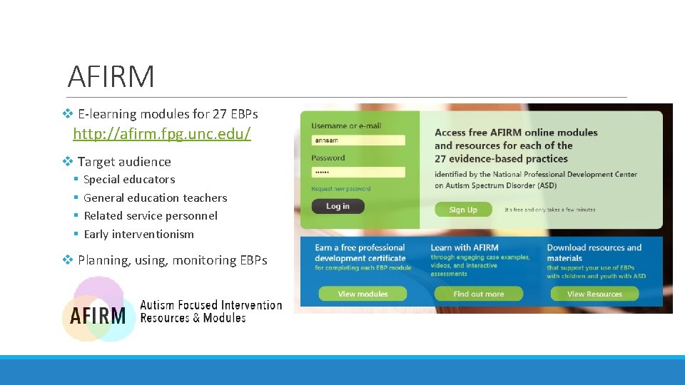 Learn with AFIRM Autism Focused Intervention Resources and