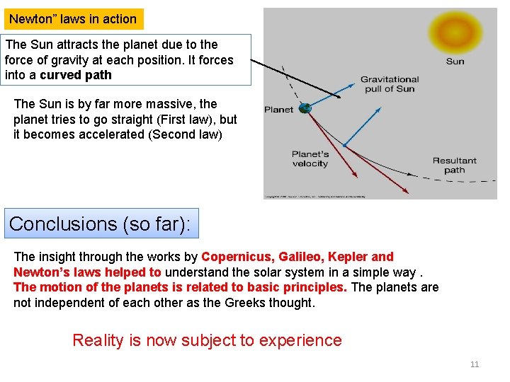 Newton” laws in action The Sun attracts the planet due to the force of