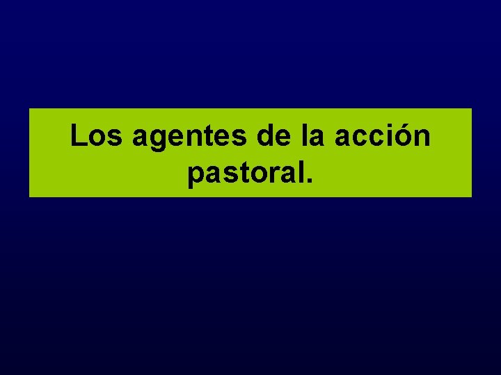 Los agentes de la acción pastoral. 