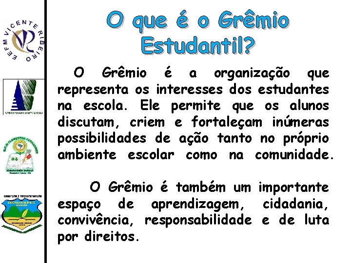 O que é o Grêmio Estudantil? O Grêmio é a organização que representa os