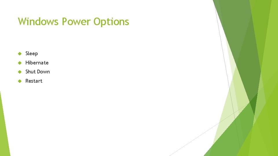 Windows Power Options Sleep Hibernate Shut Down Restart 