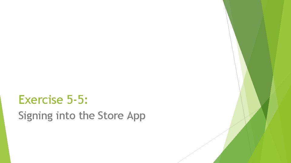 Exercise 5 -5: Signing into the Store App 